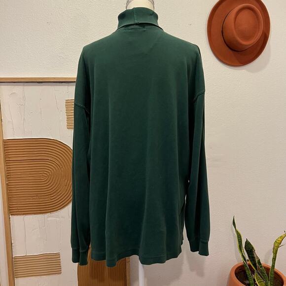 Abercrombie & Fitch 90s 100% Cotton Green Oversized Pullover Turtleneck Shirt - Picture 4 of 12
